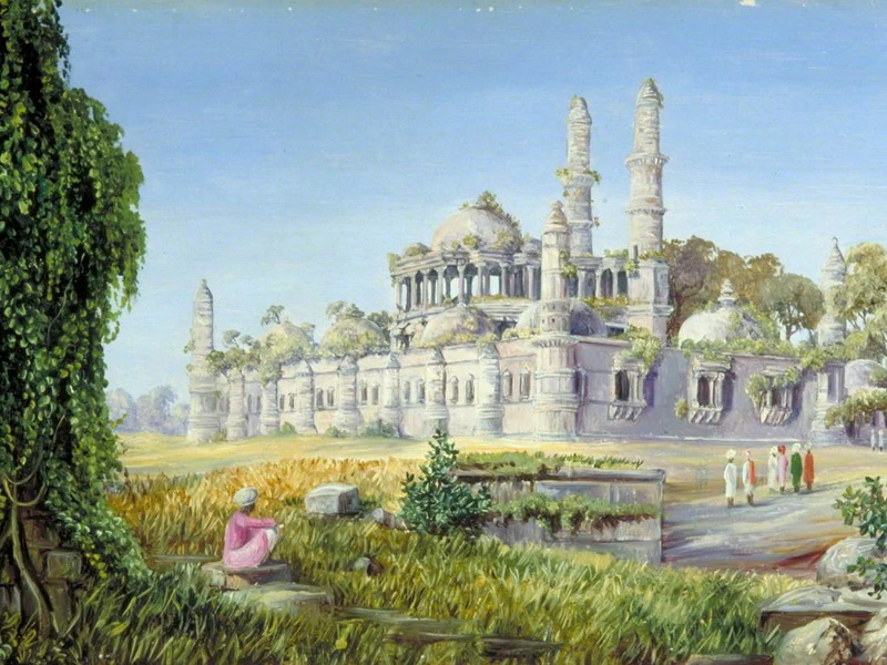 1830-Marianne North - Una moschea in rovina a Champaneer - Galleria Marianne North